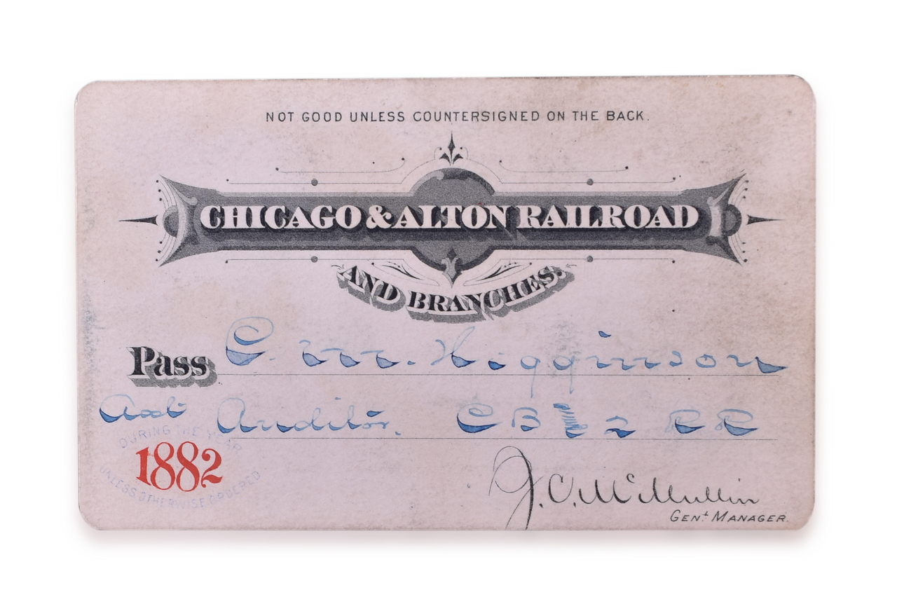 5155 - 1882 Chicago and Alton Railroad Annual Pass thumbnail