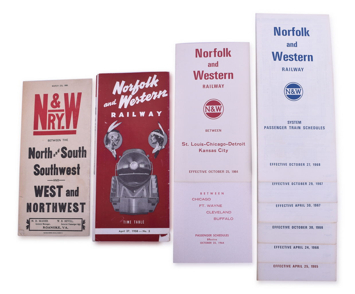 5158 - Twenty Northern Railroad Public and Employee Timetables - 1904 to 1968 - Norfolk & Western, Baltimore & Ohio South Western, Washington & Old Dominion thumbnail