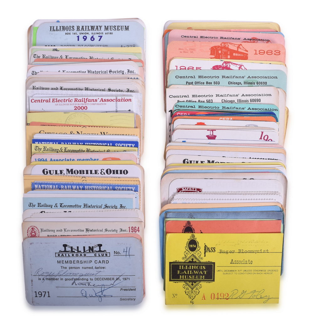 5165 - 100+ Railroad Club Membership Cards - Central Electric Railfans Association, Illinois Railway Museum, Railway and Locomotive Historical Society thumbnail