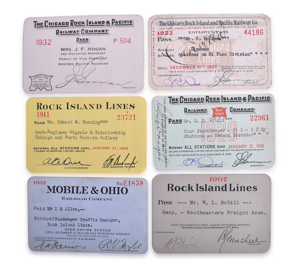 5173 - Six Rock Island and Mobile & Ohio Railroad Annual Passes thumbnail