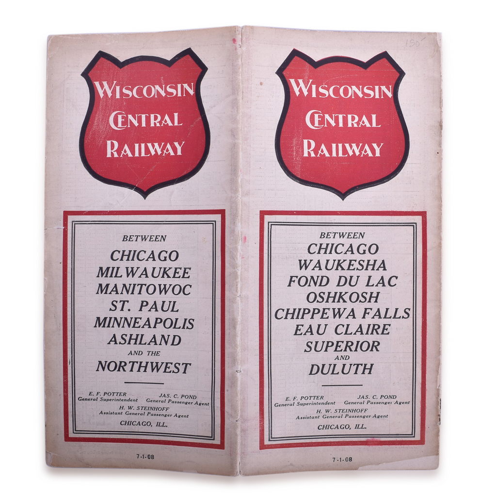 5174 - Wisconsin Central Railway Early Timetable - July 1908 thumbnail