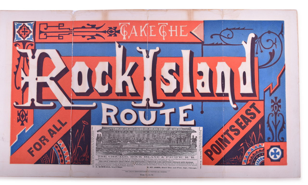 5177 - Rock Island Route 1879 Three Color Broadsheet Railroad Advertisement thumbnail