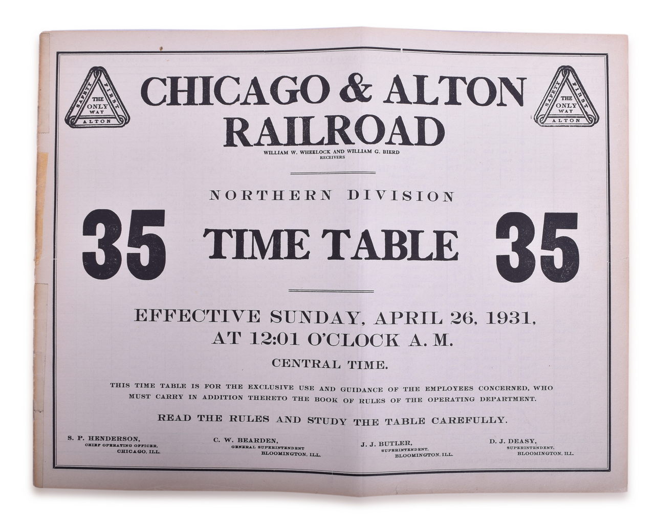 5187 - Pair of Chicago and Alton 1931 Employee Timetables thumbnail