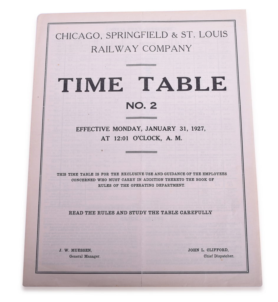 5191 - Three Railroad Employee Timetables - Jacksonville & Havana, St. Louis and Hannibal, Chicago, Springfield & St. Louis thumbnail