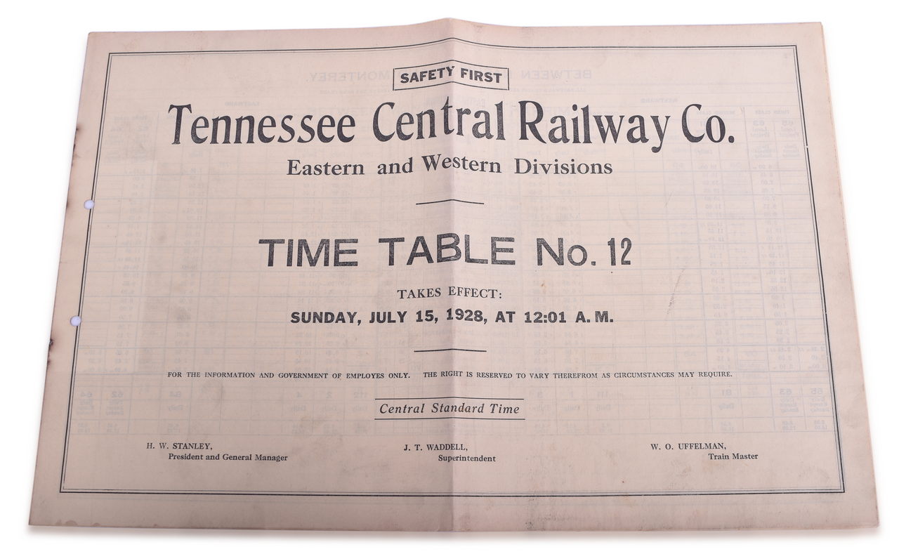 5193 - Tennessee Central and Quincy, Omaha & Kansas City Railroad Employee Timetables thumbnail