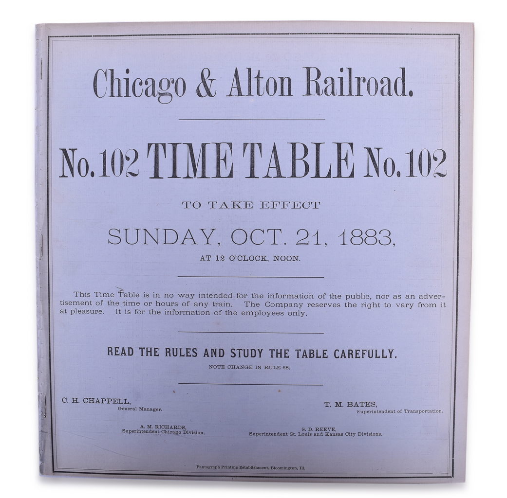 5195 - Chicago and Alton Railroad 1893 Employee Timetable thumbnail