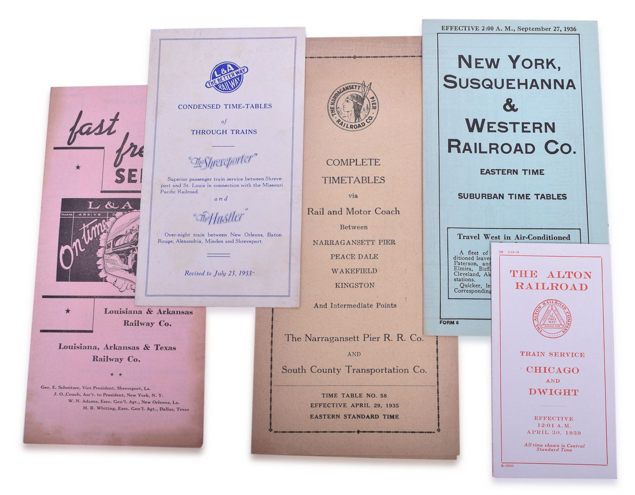 5198 - Thirteen Railroad Timetables 1930's - Alton, Colorado & Southern, Shawmut Line, L&A Railway, Ferdinand, Virginian, Dominion Atlantic thumbnail