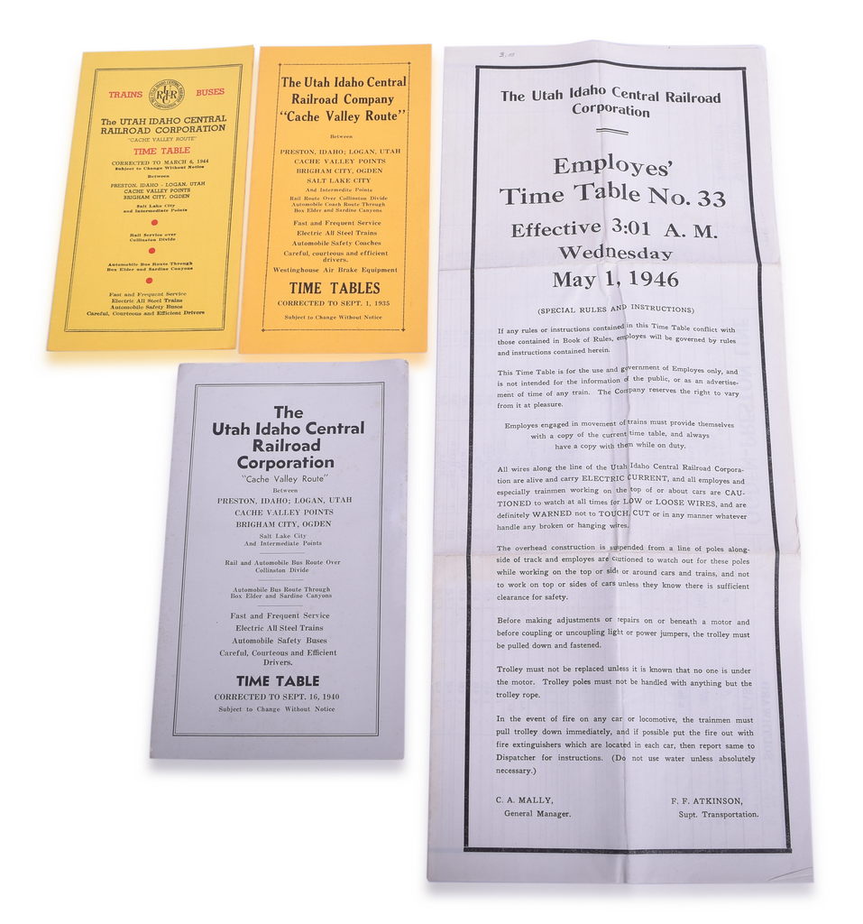 5204 - Sixteen Railroad Timetables - 1940 to 1948 - Utah Idaho Central, Fort Dodge Line, Illinois Terminal, Alton, The Moffat Road, Panama Crandic Route thumbnail