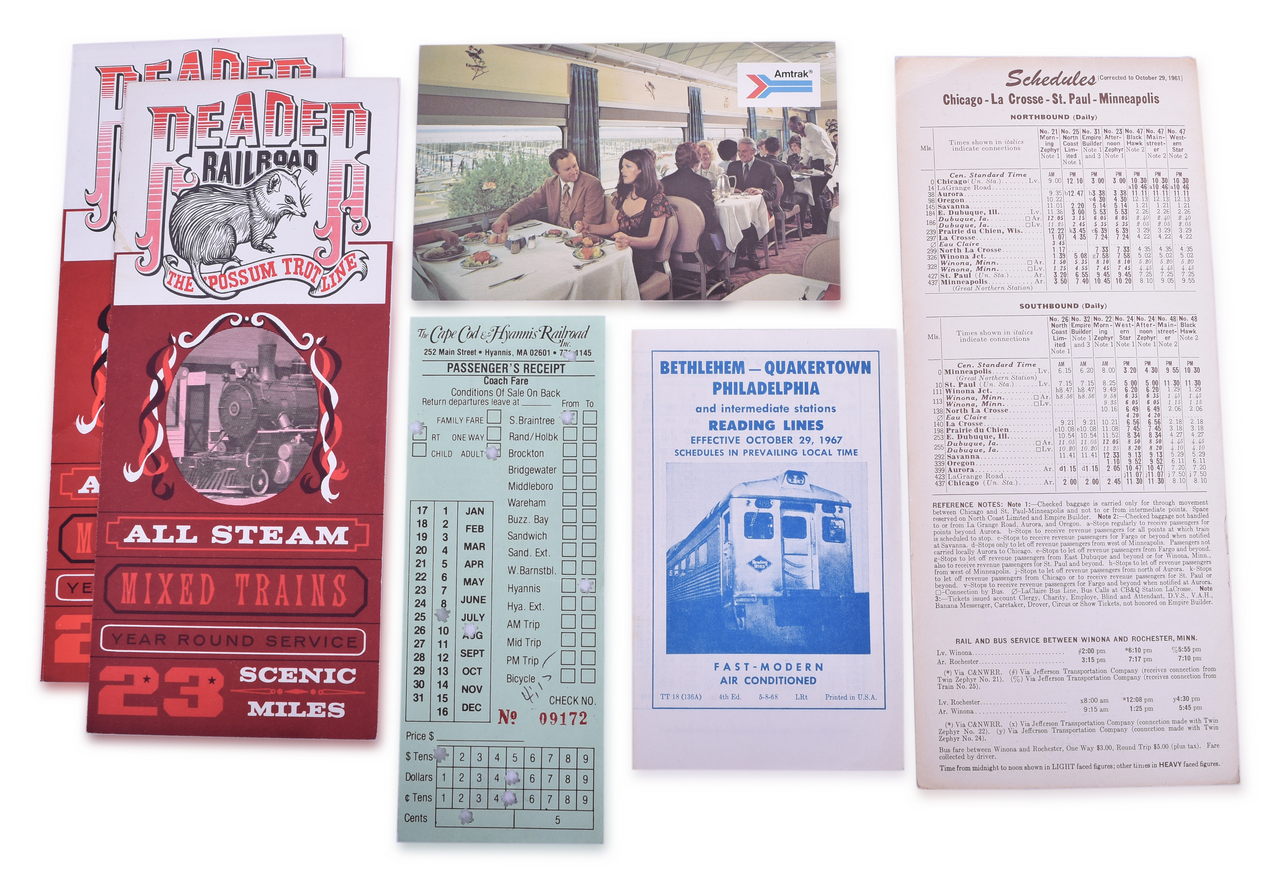 5206 - Thirty-Three Railroad Timetables and Paper Items - 1960's and 1980's - Burlington Route, Reader, Delaware and Hudson, C&O, Illinois Central Gulf, and More thumbnail