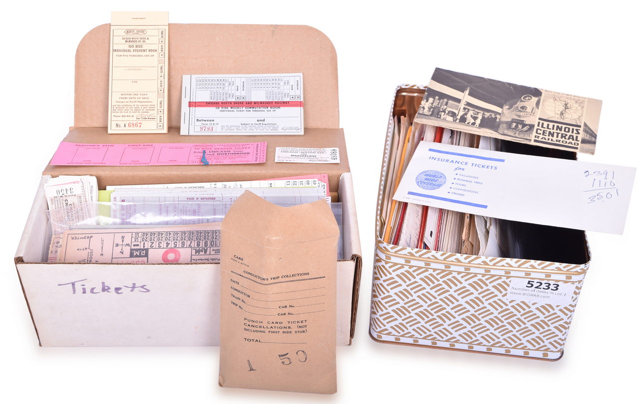 5233 - Lifetime Collection of Chicago / Illinois Area Railroad Tickets - North Shore Electric tickets, Gulf Mobile and Ohio, Gulf Mobile and Ohio, Baltimore and Ohio, CB&Q / Burlington thumbnail