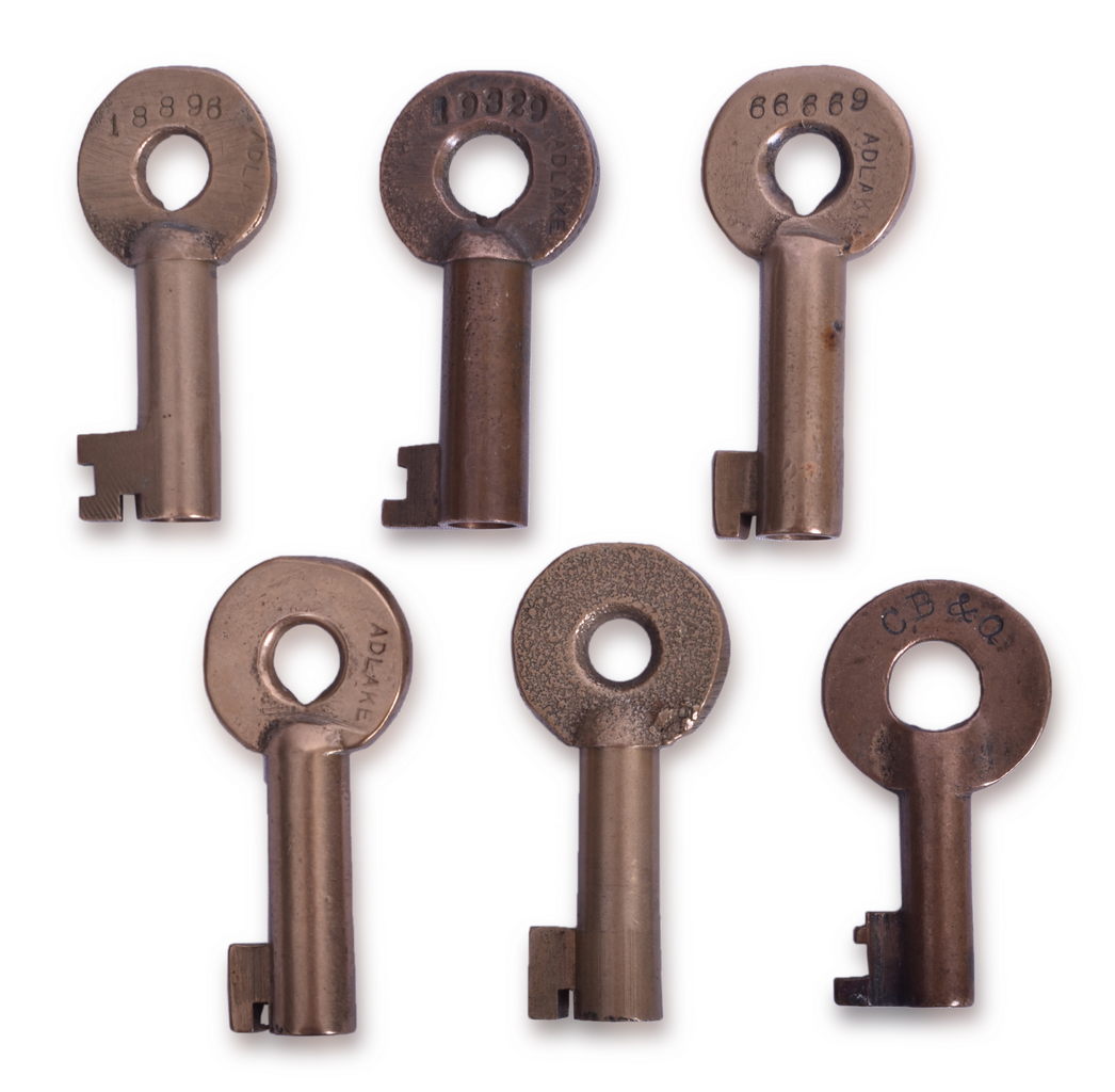 5250 - Six Railroad Keys - Rock Island, Chicago Burlington & Quincy, Illinois Central thumbnail