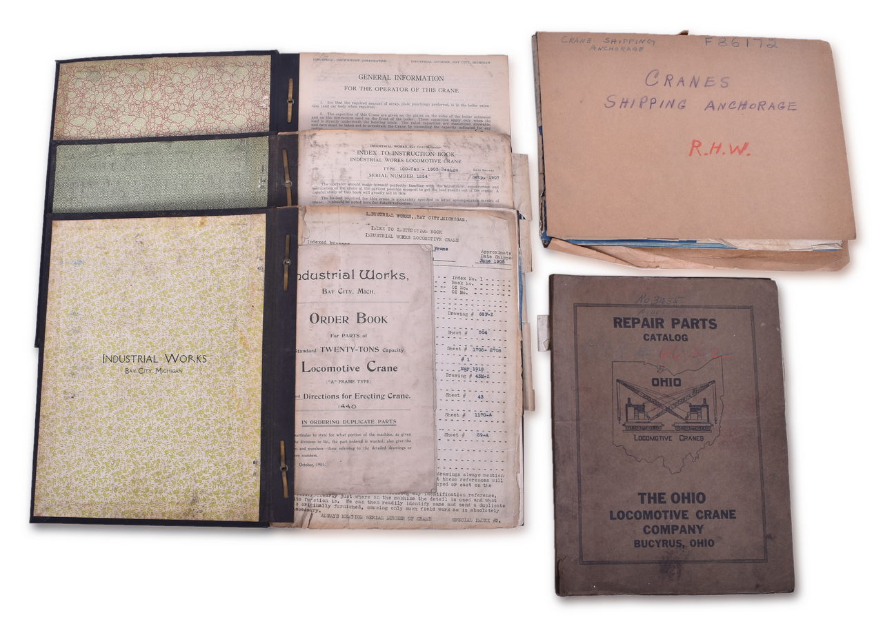 5277 - Group of 10 Early 1900's Railroad Papers - Industrial Brownhoist Crane Manual, Ohio Locomotive Crane Company Repair Parts Catalogs, Industrial Works Blueprints, and More thumbnail