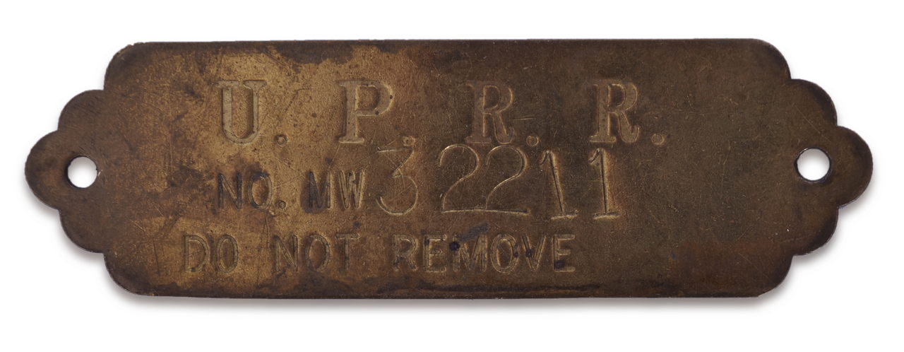 5280 - Pair of Brass Union Pacific Railroad Property Plate Tags thumbnail