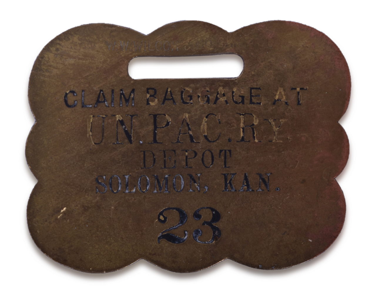 5282 - Pair of Kansas Depot Baggage Tags - Union Pacific Railway thumbnail