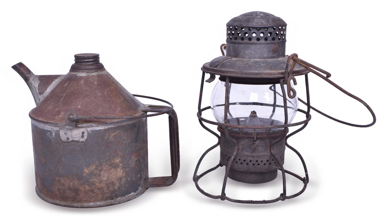 5296 - Adlake Kero New York Central Clear Globe Lantern and Johnson Kerosene Canister thumbnail