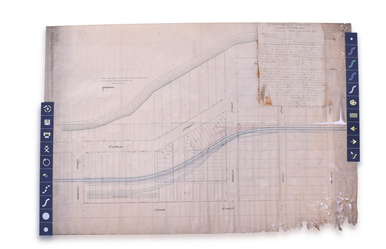 5313 - Seven Pennsylvania Railroad Blueprints - 1872 Fort Wayne Station and 1893 Gay Street Bridge thumbnail