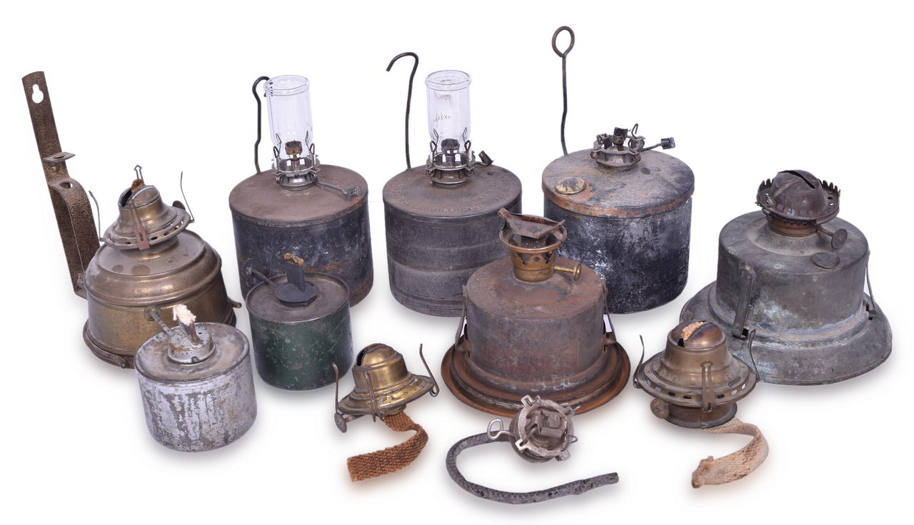 5348 - Group of Railroad Lantern Burner Pots and Founts - Dietz, Adlake, Victor Queen Anne thumbnail