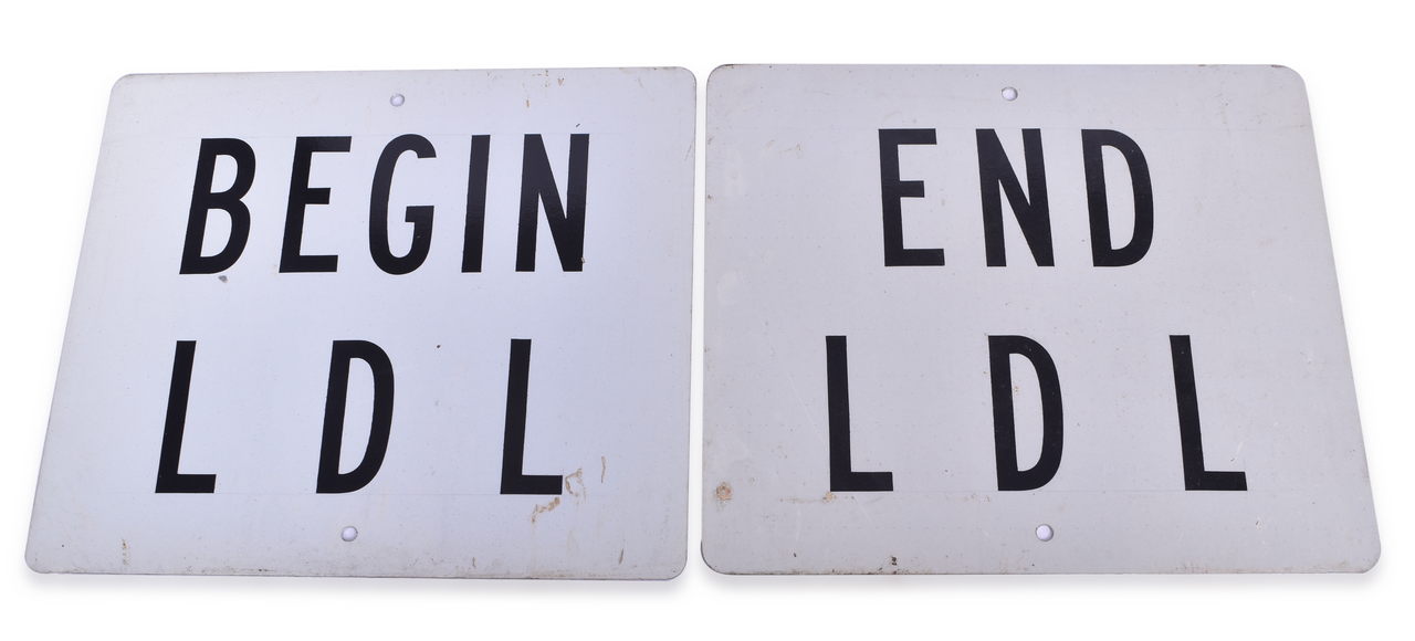 5366 - Pair of Aluminum Light Density Freight Line Signs - Penn Central Railroad Conrail thumbnail