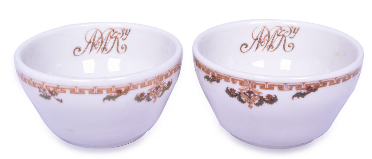 5369 - Two Norfolk & Western Railroad Cavalier Bouillon Cups 3 7/8