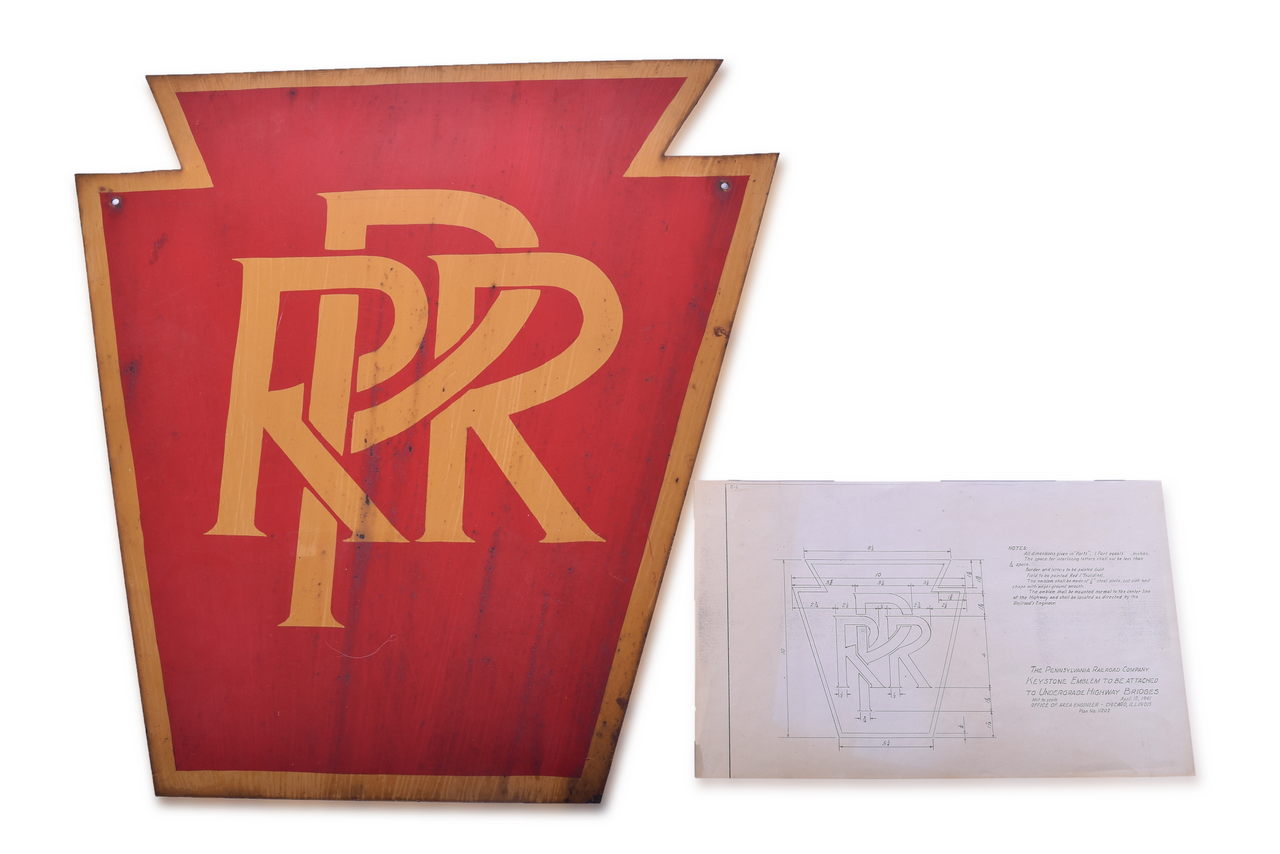5370 - Steel Shop Painted Pennsylvania Railroad Keystone Sign thumbnail