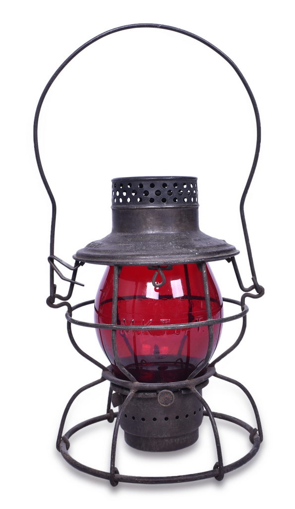 5382 - Handlan Missouri, Kansas and Texas Railroad Lantern w/ Red Cast Globe thumbnail