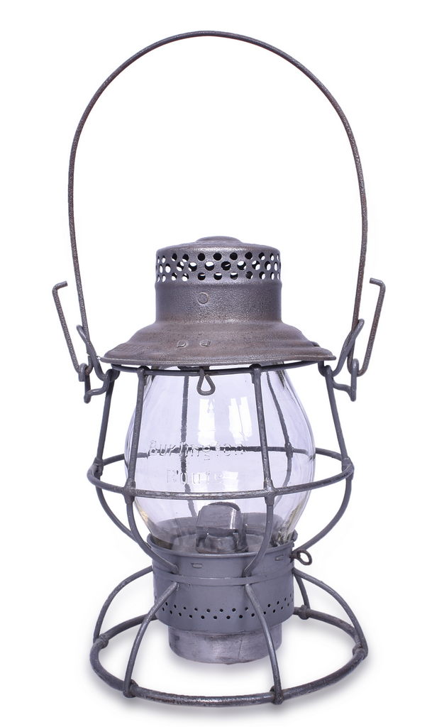 5390 - Adams & Westlake Reliable CB&Q / Burlington Railroad Lantern w/ Clear Cast Globe thumbnail