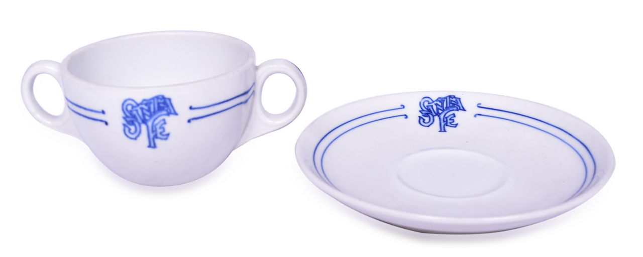 5395 - Atchison, Topeka and Santa Fe Railroad Bleeding Blue Bouillon Cup & Saucer thumbnail