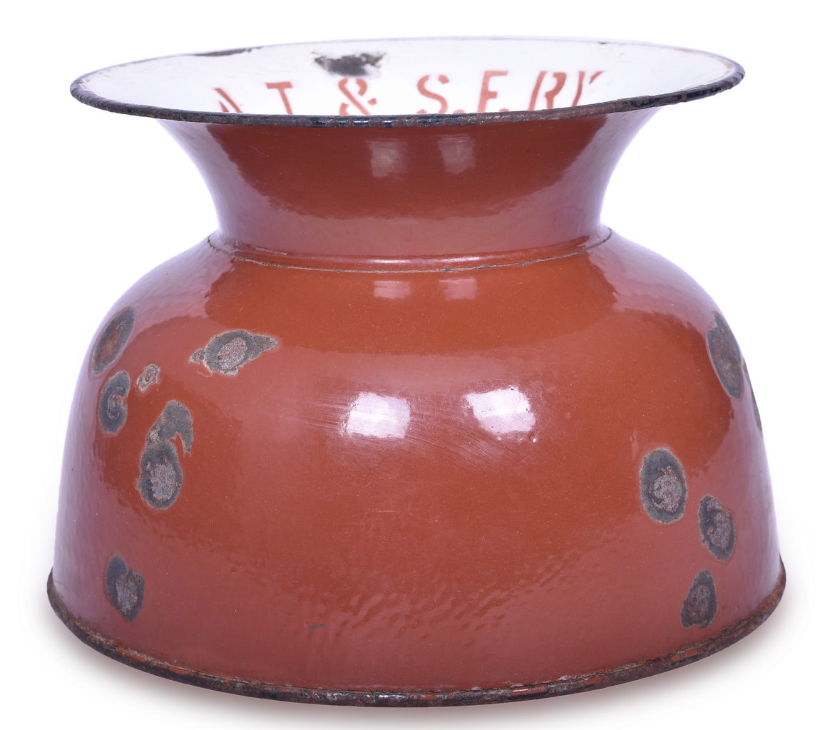 5432 - Atchison, Topeka and Santa Fe Railway Porcelain Spittoon thumbnail
