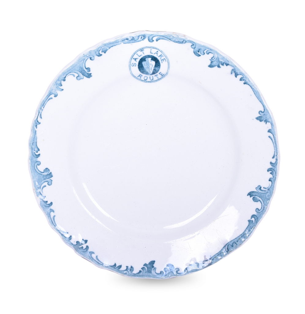 5433 - Salt Lake Route Railroad China Harriman Blue Plate 7 1/2
