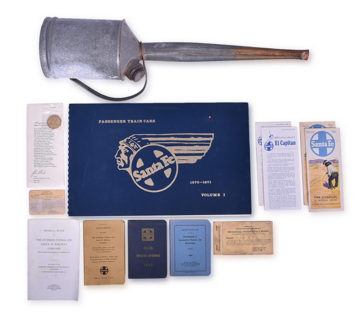 5436 - Atchison, Topeka and Santa Fe Railway Books, Paper, Employee Coin, Tall Oiler, and More thumbnail