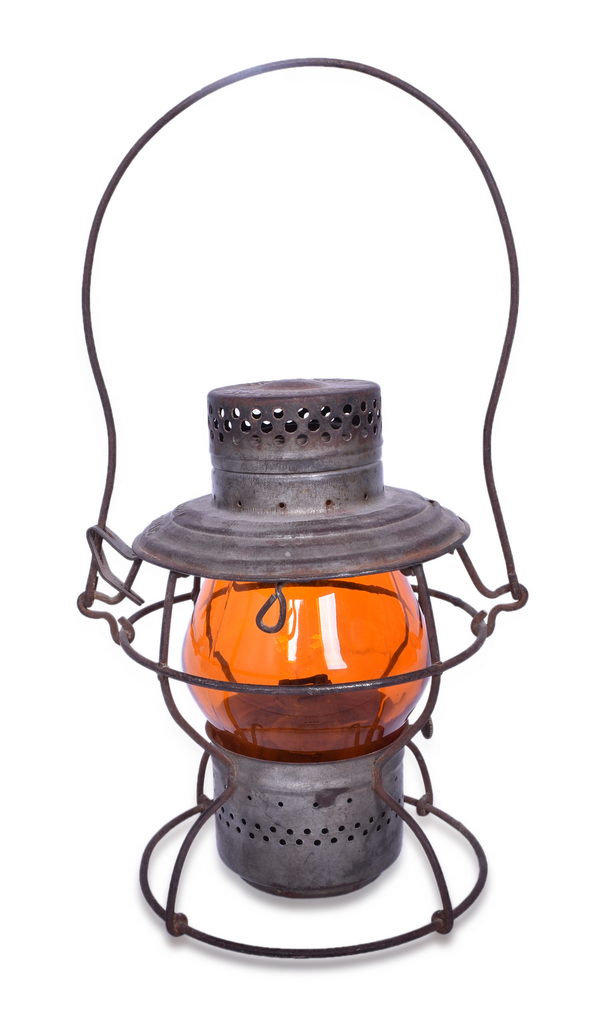 5446 - Handlan Missouri Pacific Railroad Lantern w/ Amber Kopp Globe thumbnail
