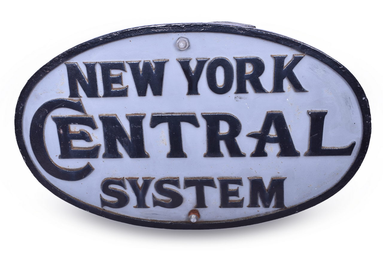 5465 - Cast Iron New York Central Railroad Oval Pole Mounted Sign thumbnail
