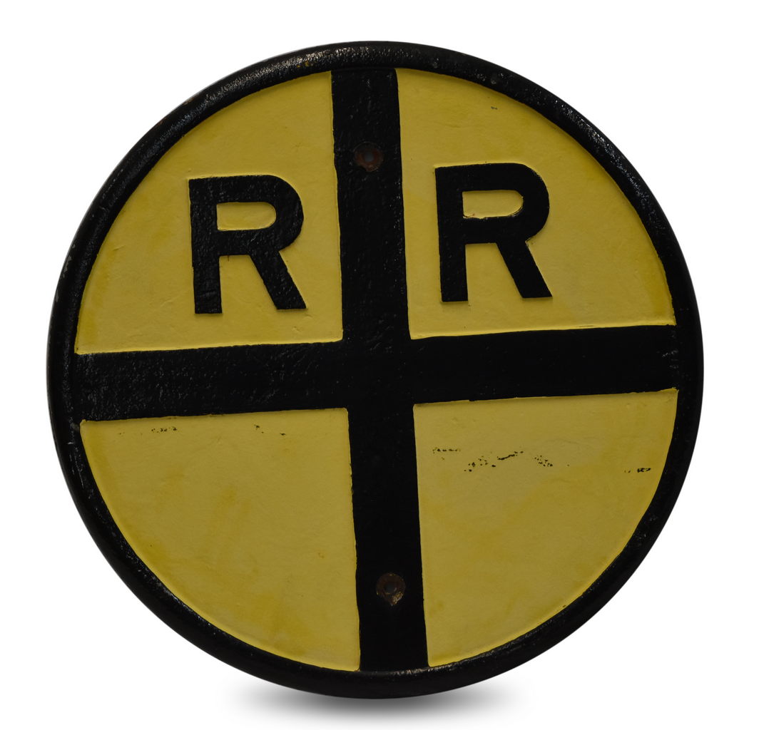 5477 - Cast Iron Early Railroad Crossing Sign - Industrial Foundry Company thumbnail