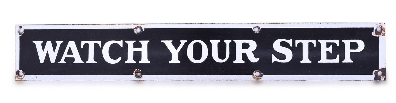 5482 - Porcelain Watch Your Step Railroad Passenger Car Sign thumbnail