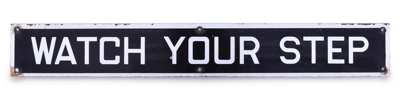 5490 - Watch Your Step Porcelain Railroad Passenger Car Sign thumbnail