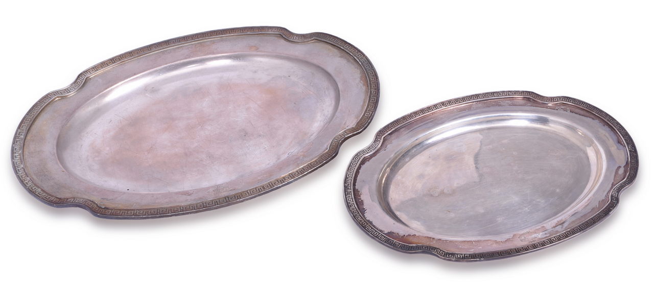 5511 - Two Reed & Barton Illinois Central Railroad Silver Soldered Oval Trays thumbnail