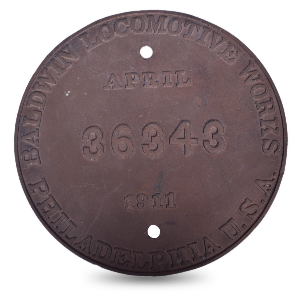 5524 - Oregon Washington Railroad & Navigation Company #512 Baldwin Locomotive Builders Plate thumbnail