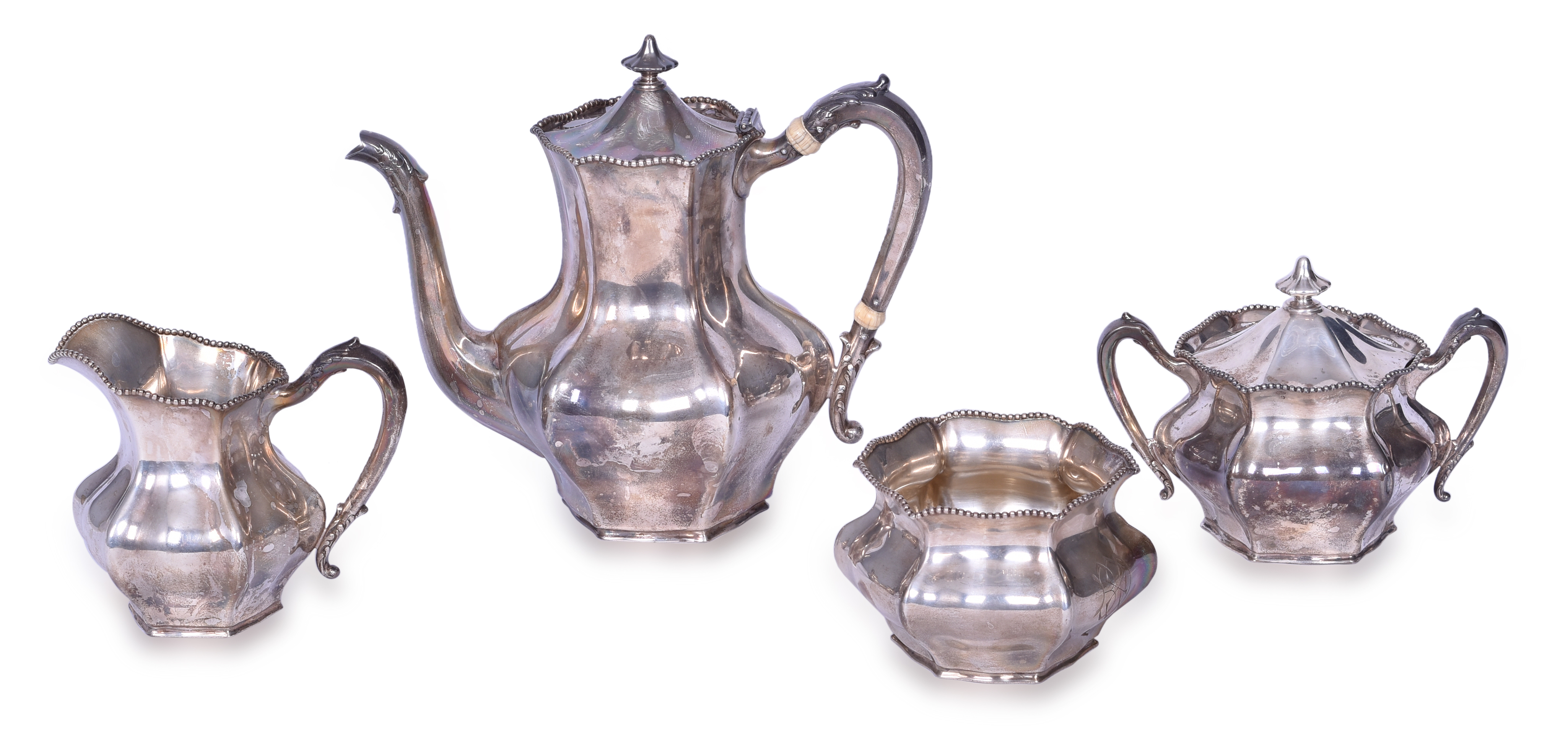 5529 - Four Piece Reed & Barton Sterling Silver Baltimore & Ohio Railroad Service Set - Coffee Pot, Sugar Bowl, Creamer, and Bowl thumbnail