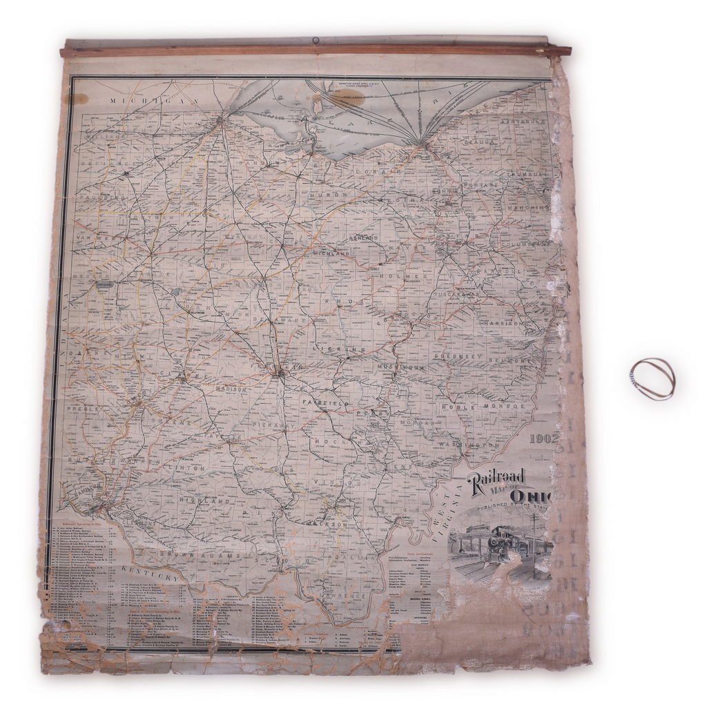 5555 - 1902 Railroad Map of Ohio - Hanging Wall Map thumbnail