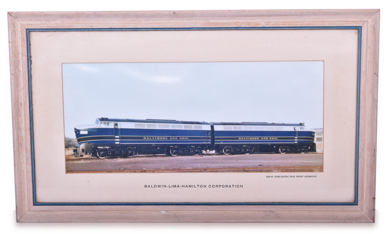 5556 - Baltimore and Ohio Railroad Sharknose Baldwin Locomotive Framed Builders Photo thumbnail