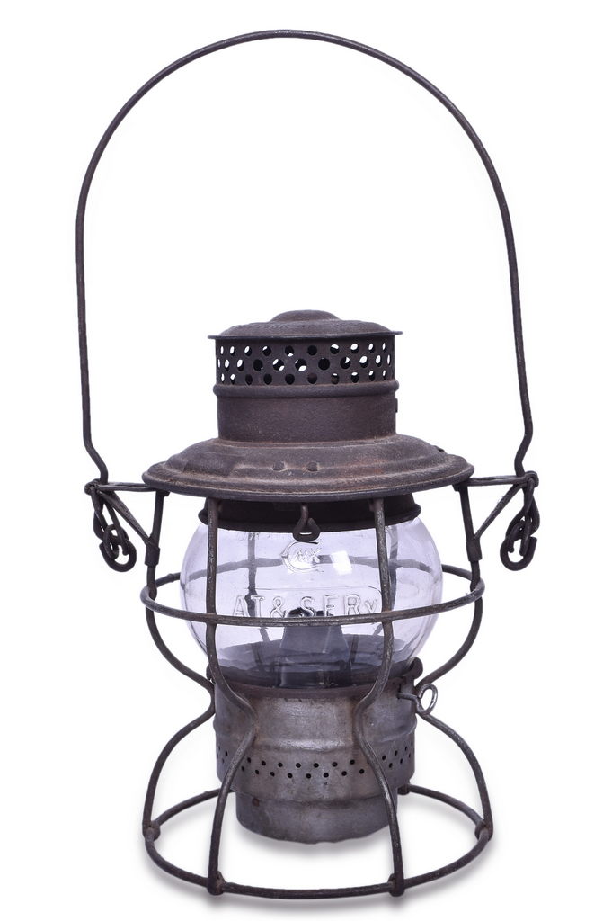 5570 - Adams & Westlake Kero 250 Atchison, Topeka and Santa Fe Railway Lantern w/ Cast Clear Globe thumbnail