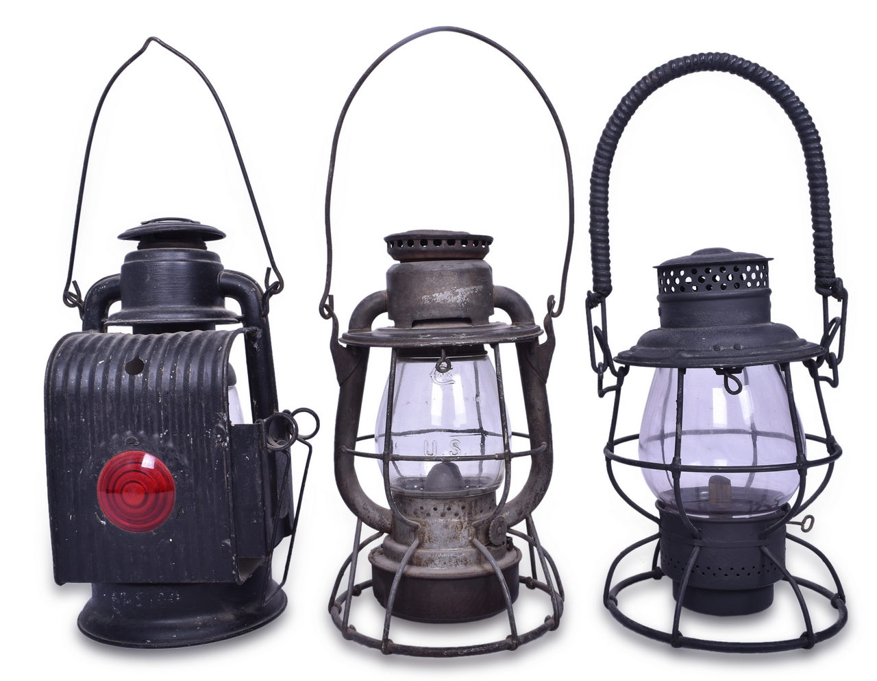 5582 - Adams & Westlake Tall Globe Reliable, Embury 150 Little Supreme, and Vesta Hi-Top Army Lanterns thumbnail