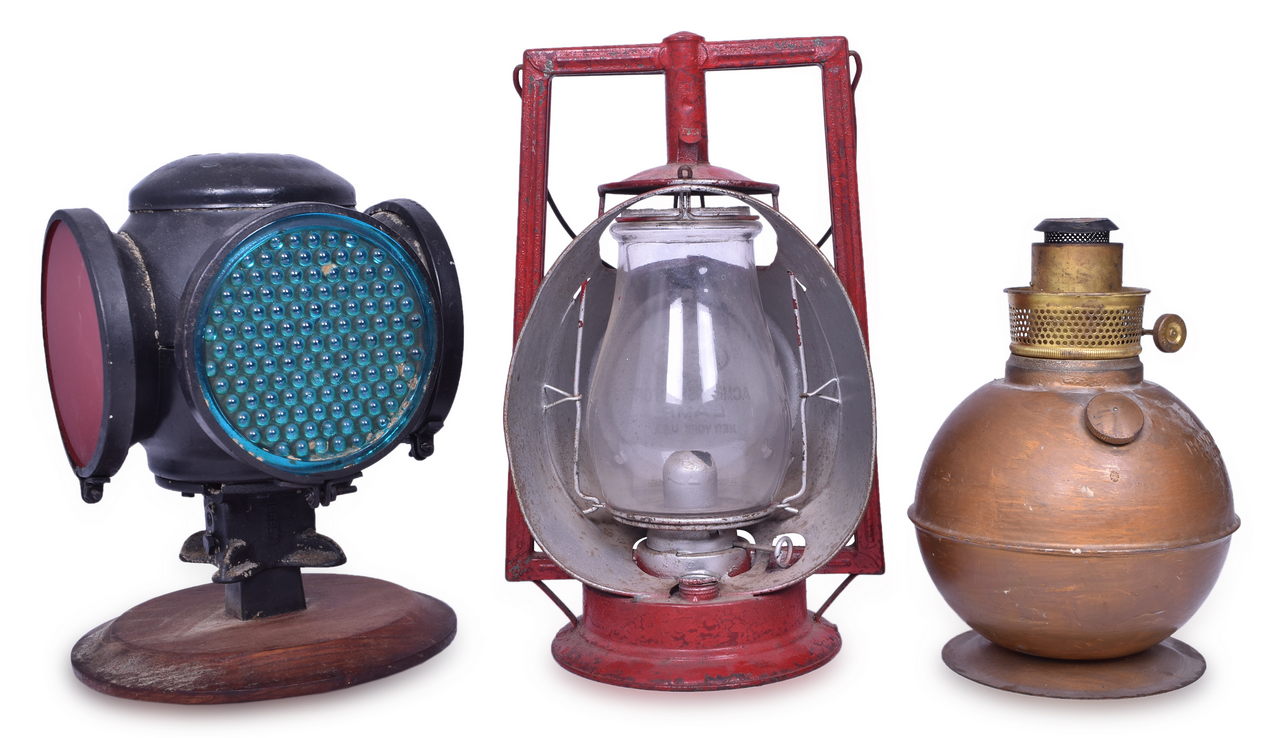 5590 - Handlan Missouri Pacific Partial Caboose Lamp, Adlake Switch Lamp, and Dietz Acme Inspection Lamp thumbnail