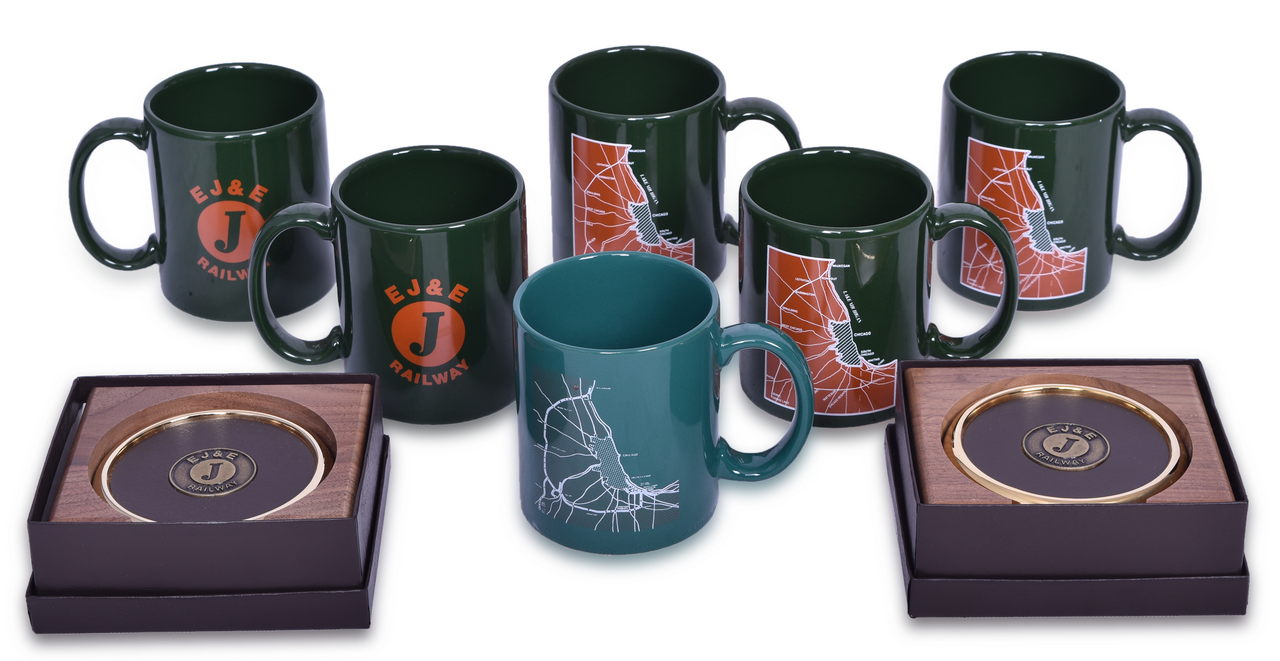 5604 - Group of Elgin, Joliet & Eastern Railroad Mugs and Coasters thumbnail