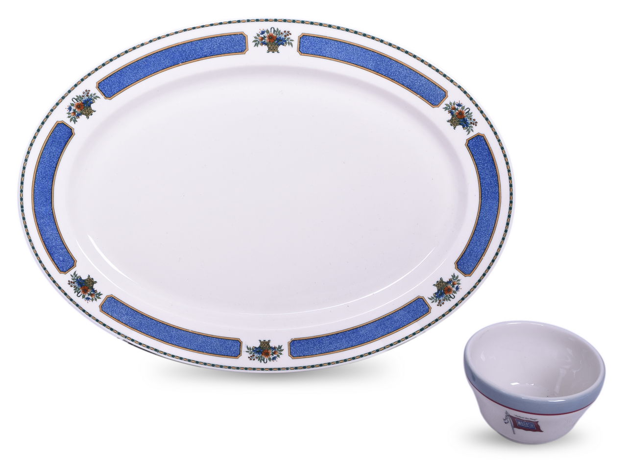 5605 - Two Pieces of Wabash Railroad China Banner Bouillon Cup and Meridale Oval Platter thumbnail