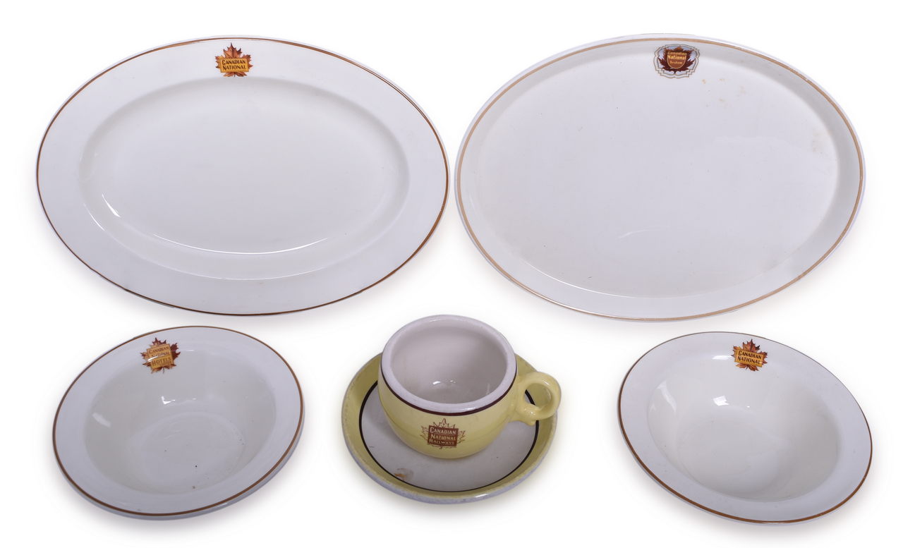 5629 - Six Pieces of Canadian National Railways China Toronto Demitasse, Quetico Bowls and Plate, and Elizabeth Oval Platter thumbnail