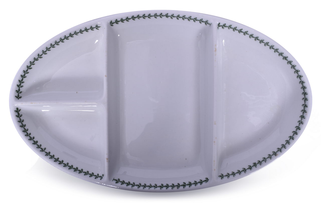 5633 - Louisville & Nashville Railroad Green Leaf Pattern Dining Car China Divided Oval Platter thumbnail