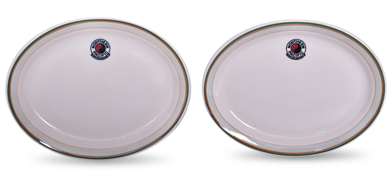 5637 - Two Northern Pacific Railroad Monad Pattern China Oval Platters thumbnail