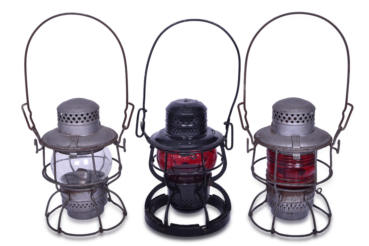 5648 - Three Adlake Kero Lanterns - Baltimore and Ohio Railroad and Unmarked thumbnail