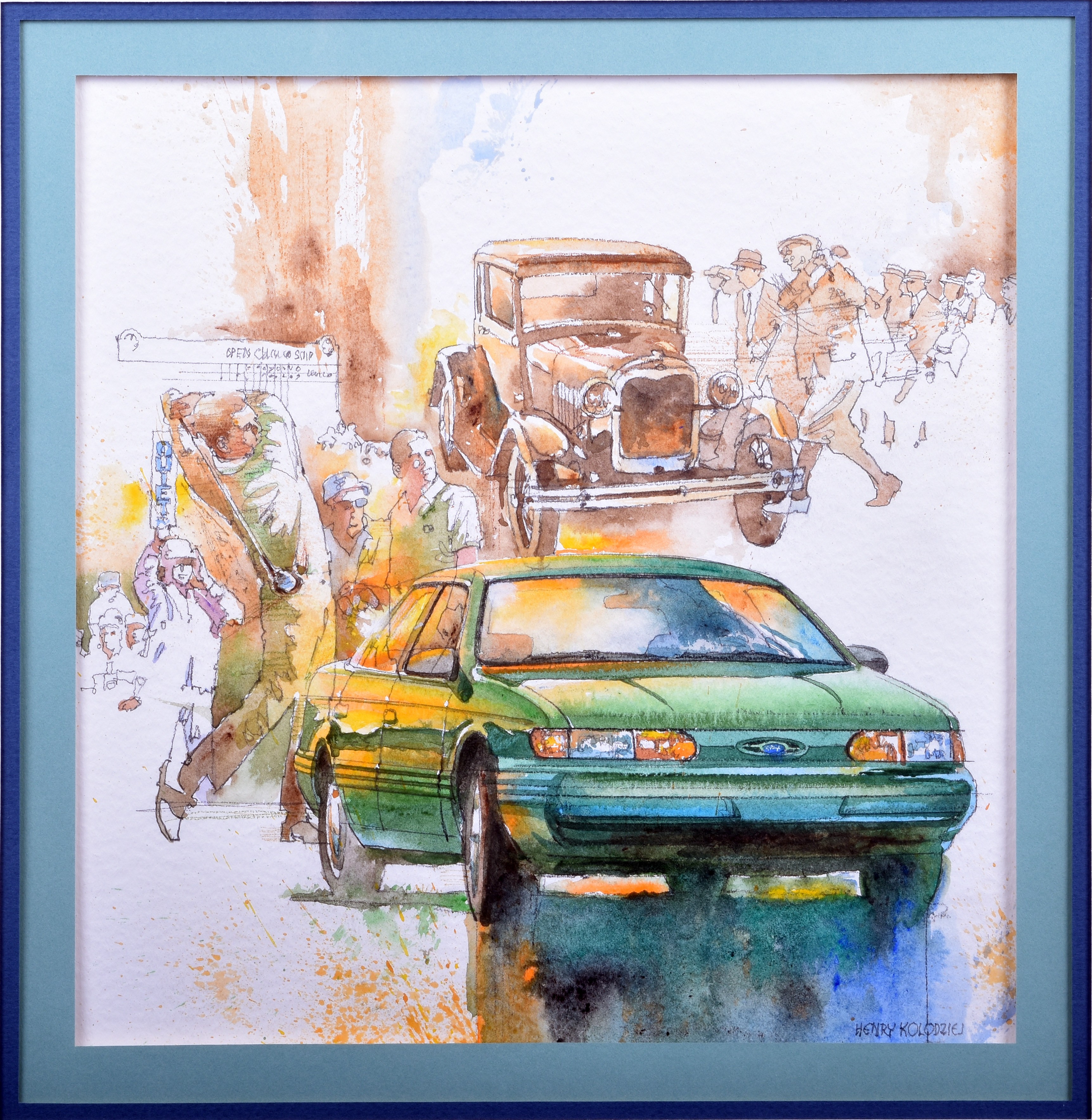 7029 - Ford at the Open Championship - Ford Taurus Original Water Color Painting thumbnail